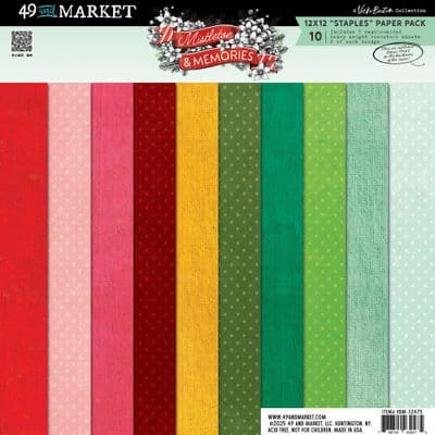 49 and Market 12x12 Staples Paper Pack By Vicki Boutin - Mistletoe and Memories
