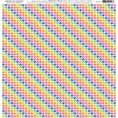 American Crafts 12x12 Patterned Paper - Rainbow Heart