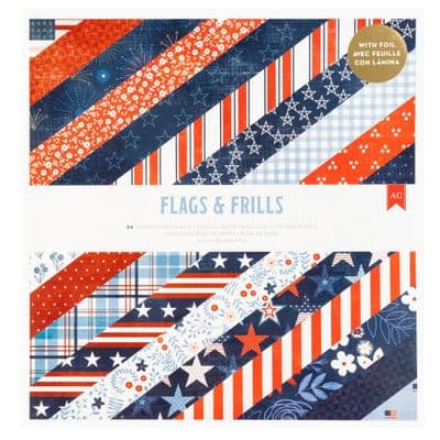 American Crafts - Double-Sided Paper Pad 12x12 - Flags and Frills