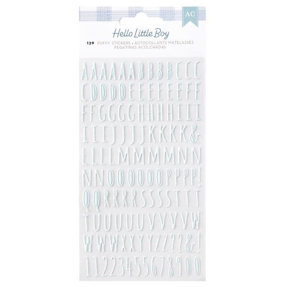 American Crafts - Embossed Puffy Stickers - Hello Little Boy Alphabet