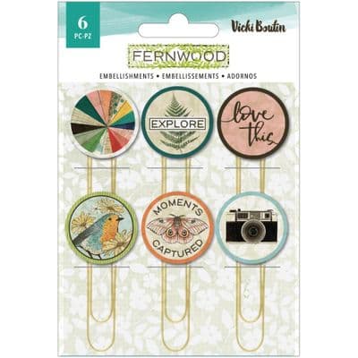 American Crafts Vicki Boutin - Epoxy Paper Clip Embellishments - Fernwood