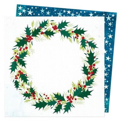 American Crafts Vicki Boutin Peppermint Kisses 12x12 - Holly Wreath