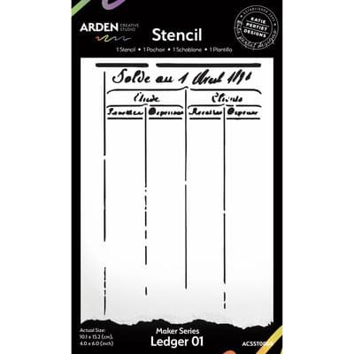 Arden Creative Studio 4in x 6in Stencil - Maker Series - Ledger 01