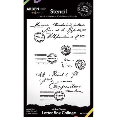 Arden Creative Studio 4in x 6in Stencil - Maker Series - Letter Box Collage