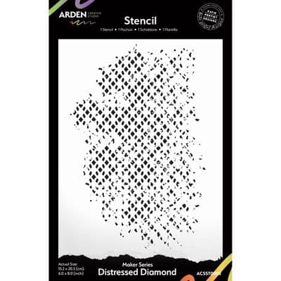 Arden Creative Studio 6in x 8in Stencil - Maker Series - Distressed Diamond
