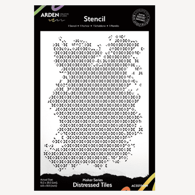Arden Creative Studio 6in x 8in Stencil - Maker Series - Distressed Tiles