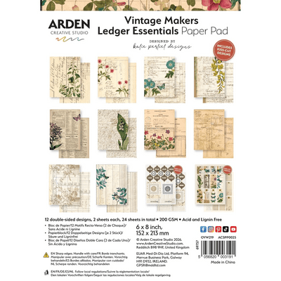 Arden Creative Studio 6x8 Paper Pad - Vintage Makers Ledger Essentials
