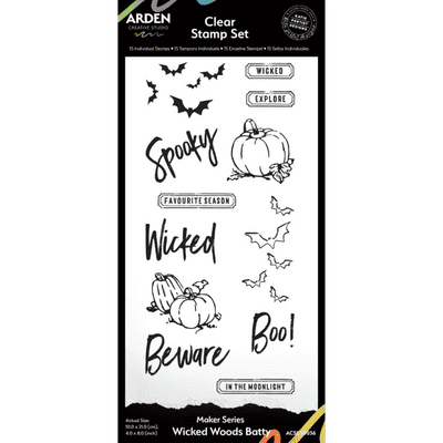 Arden Creative Studio Clear Stamps 4x8 - Maker Series - Wicked Woods Batty