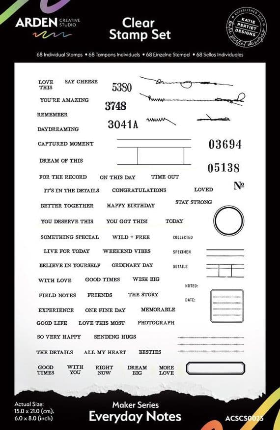 Arden Creative Studio Clear Stamps 6x8 - Maker Series - Everyday Notes