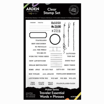 Arden Creative Studio Clear Stamps - Maker Series - Traveler Essentials Words + Phrases