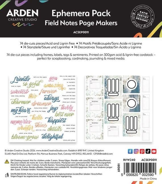 Arden Creative Studio Ephemera Pack - Field Notes Page Makers