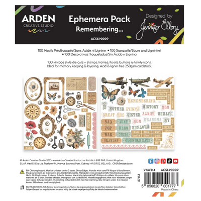 Arden Creative Studio Ephemera Pack - Remembering...
