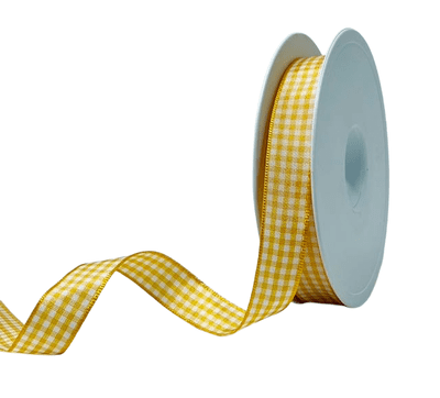 Berisfords Gingham Ribbon - Gold 15mm - 3 metres