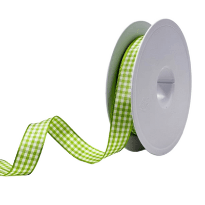 Berisfords Gingham Ribbon - Meadow 15mm - 3 metres