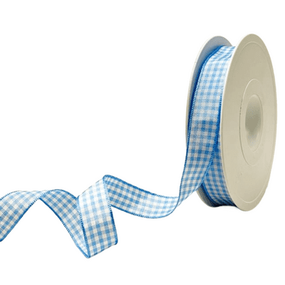Berisfords Gingham Ribbon - Sky 15mm - 3 metres