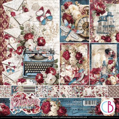 Ciao Bella 12x12 Inch Paper Pad - Bohemian Burgundy
