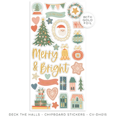 Cocoa Vanilla Studios Chipboard Stickers - Deck The Halls