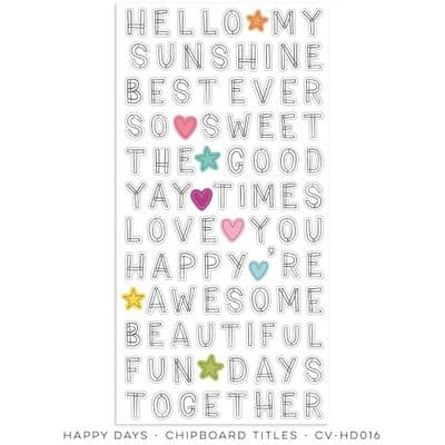 Cocoa Vanilla Studios Chipboard Title Stickers - Happy Days