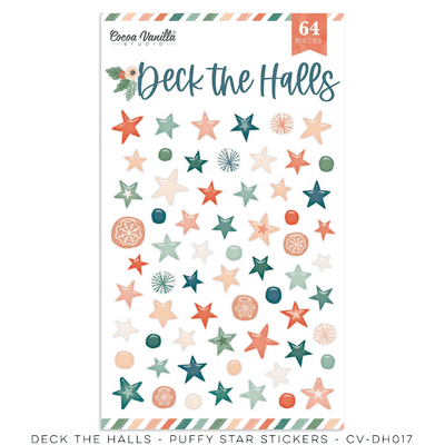 Cocoa Vanilla Studios Puffy Stickers - Deck The Halls - Stars