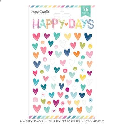 Cocoa Vanilla Studios Puffy Stickers - Happy Days - Hearts