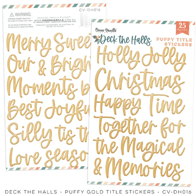 Cocoa Vanilla Studios Puffy Title Stickers - Deck The Halls