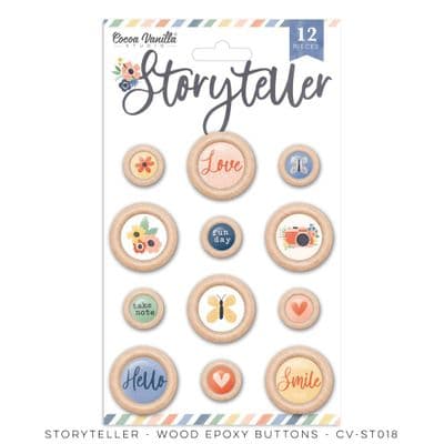 Cocoa Vanilla Studios Wood Epoxy Buttons - Storyteller