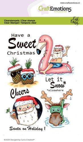 Craft Emotions Clear Stamps A6 - Santa on Holiday 1 - Carla Creaties