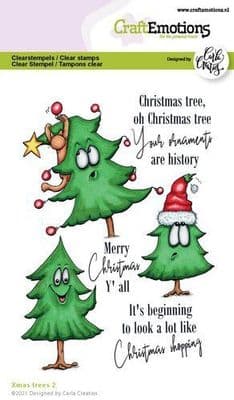 Craft Emotions Clear Stamps A6 - Xmas Trees 2 - Carla Creaties