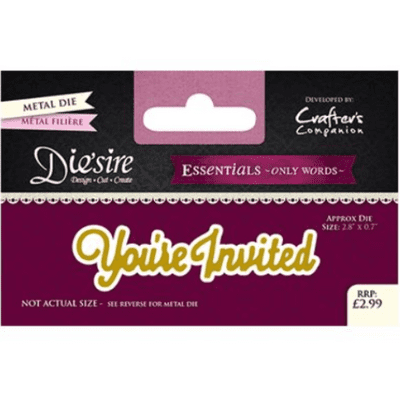 Crafters Companion Die'sire - Essentials Only Words Dies - You're Invited