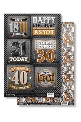 Craftstyle A4 Diecut Topper Sheet & Backing Sheet - Male First Forty