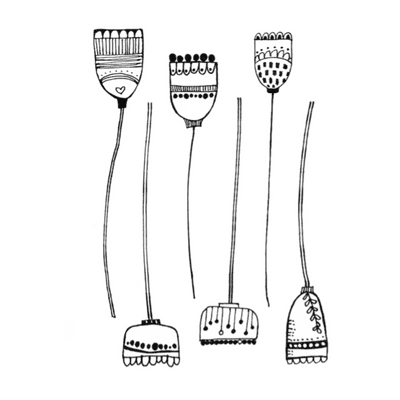 Crafty Individuals Unmounted Rubber Stamp Plate - Floral Abstractions Buds