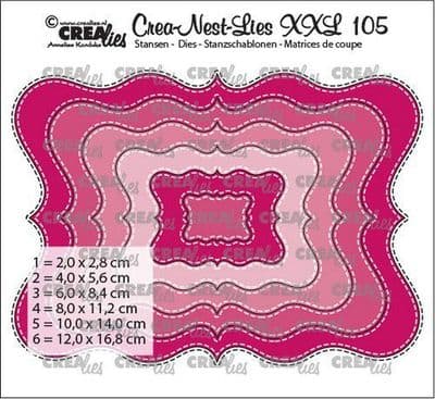 Crealies - Crea-nest-dies XXL No. 105 - Fantasy Shape C with Double Stitch 