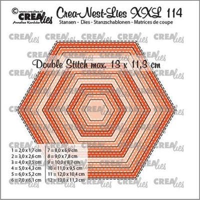 Crealies - Crea-nest-dies XXL No. 114 - Hexagons with Double Stitch 