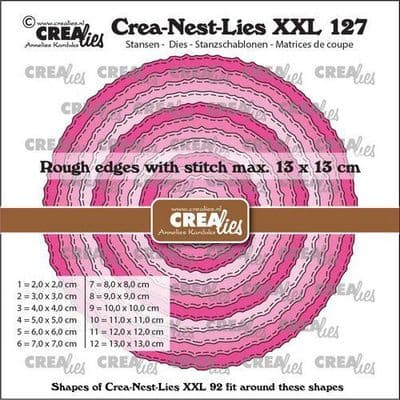Crealies - Crea-nest-dies XXL No. 127 - Circles Rough Edges with Stitch 