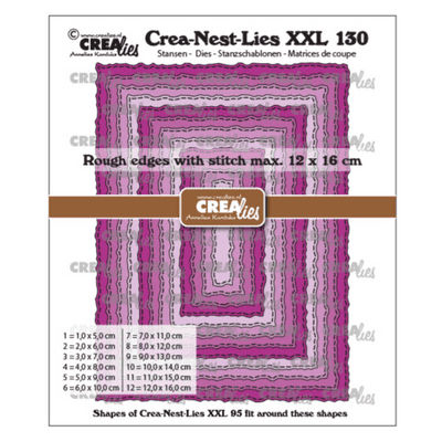 Crealies - Crea-nest-dies XXL No. 130 - Rectangles with Rough Edges and Stitchlines