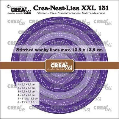 Crealies - Crea-nest-dies XXL No. 131 - Circles with Two Wonky Stitchlines 