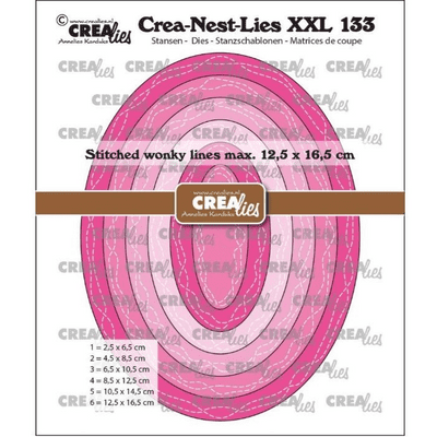 Crealies - Crea-nest-dies XXL No. 133 - Ovals with Two Wonky Stitchlines 