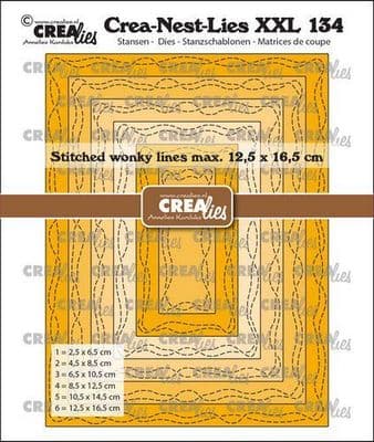 Crealies - Crea-nest-dies XXL No. 134 - Rectangles with 2 wonky stitchlines 