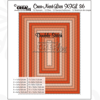 Crealies - Crea-nest-dies XXL No. 36 - Double Stitch Rectangle Dies