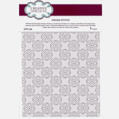 Creative Expressions A4 Pinpoint Embossing Folder - Cross Stitch