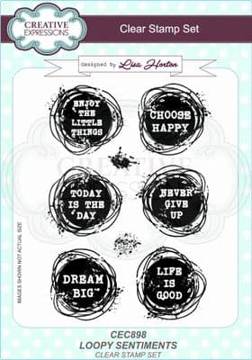 Creative Expressions  A5 Clear Stamp Set - Loopy Sentiments