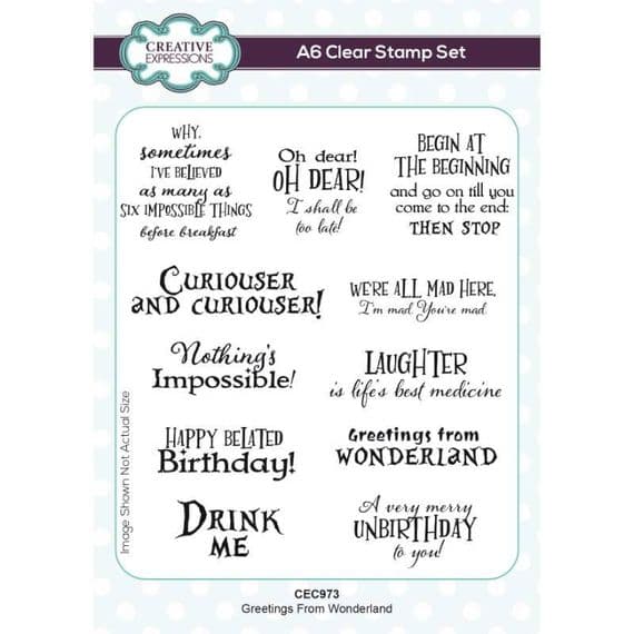 Creative Expressions Designer Boutique A6 Clear Stamp - Greetings from Wonderland