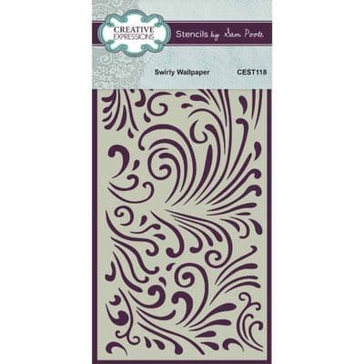 Creative Expressions DL Stencil - Sam Poole Swirly Wallpaper