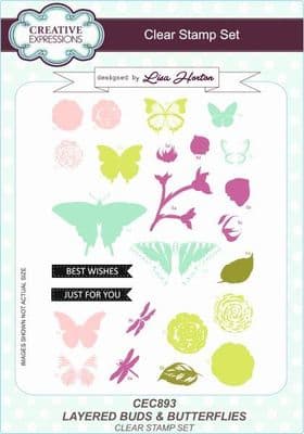 Creative Expressions - Layered Buds & Butterflies A5 Clear Stamp Set - CEC893