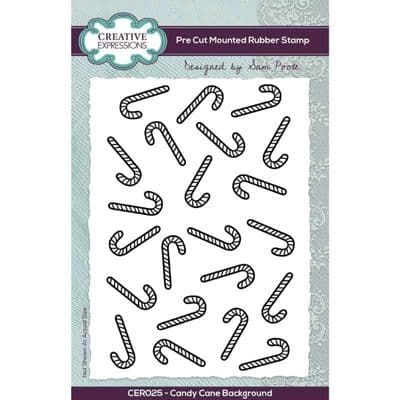 Creative Expressions Rubber Stamp by Sam Poole - Candy Cane Background