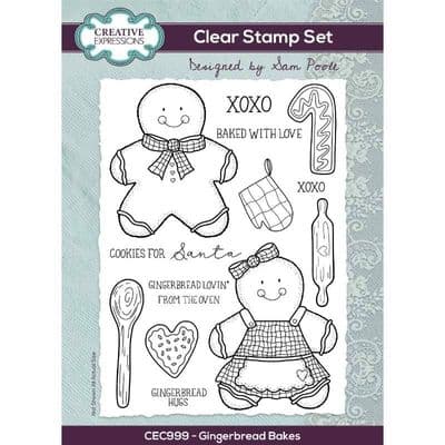 Creative Expressions  Sam Poole A5 Clear Stamp Set - Gingerbread Bakes