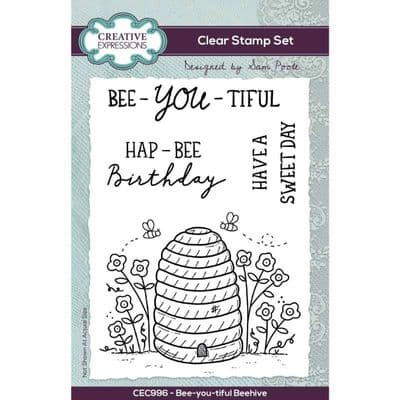 Creative Expressions Sam Poole A6 Clear Stamp Set - Bee-you-tiful Beehive