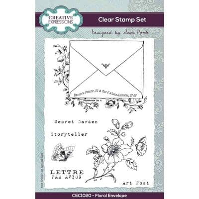 Creative Expressions Sam Poole A6 Clear Stamp Set - Floral Envelope