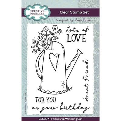 Creative Expressions Sam Poole A6 Clear Stamp Set - Friendship Watering Can