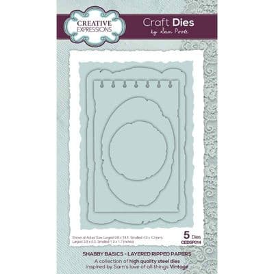 Creative Expressions Sam Poole Craft Die - Shabby Basics Layered Ripped Papers